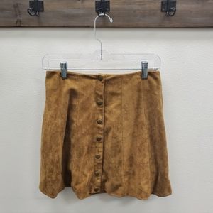 Honey Punch snap up faux suede mini skirt